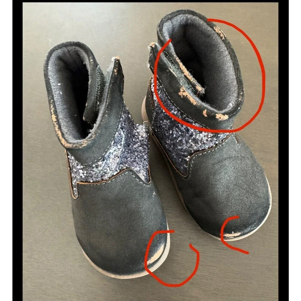 baby girl shoes bundle black Mary Jane + carter's boots glitter size 4 toddler